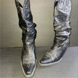 Black Leather Western Boots